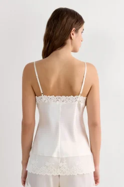 Pretty Flowers Thin Strap Silk Tank Top