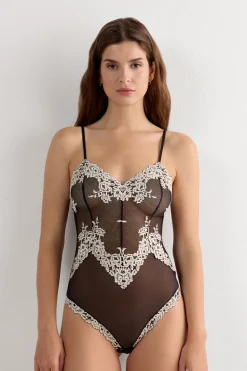 Pretty Flowers Tulle and Lace Bodysuit