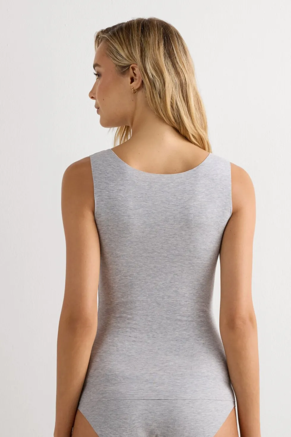 Raw Edge Round Neck Cotton Tank Top
