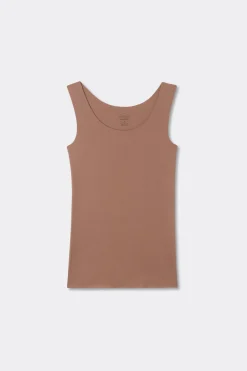 Raw Edge Round Neck Cotton Tank Top