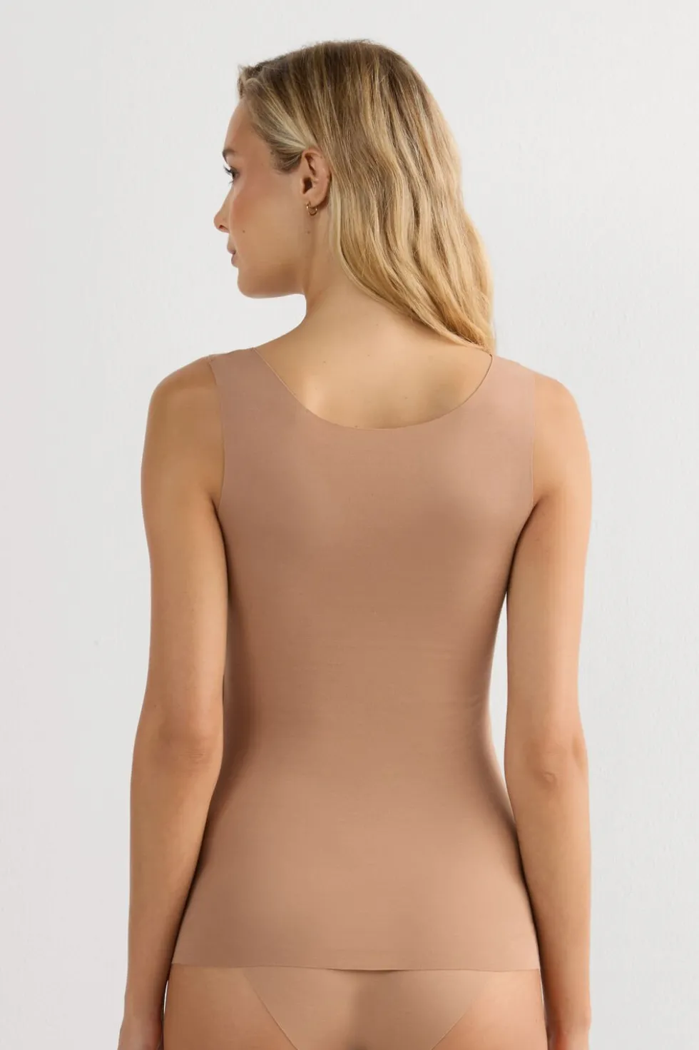 Raw Edge Round Neck Cotton Tank Top