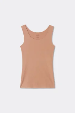 Raw Edge Round Neck Cotton Tank Top