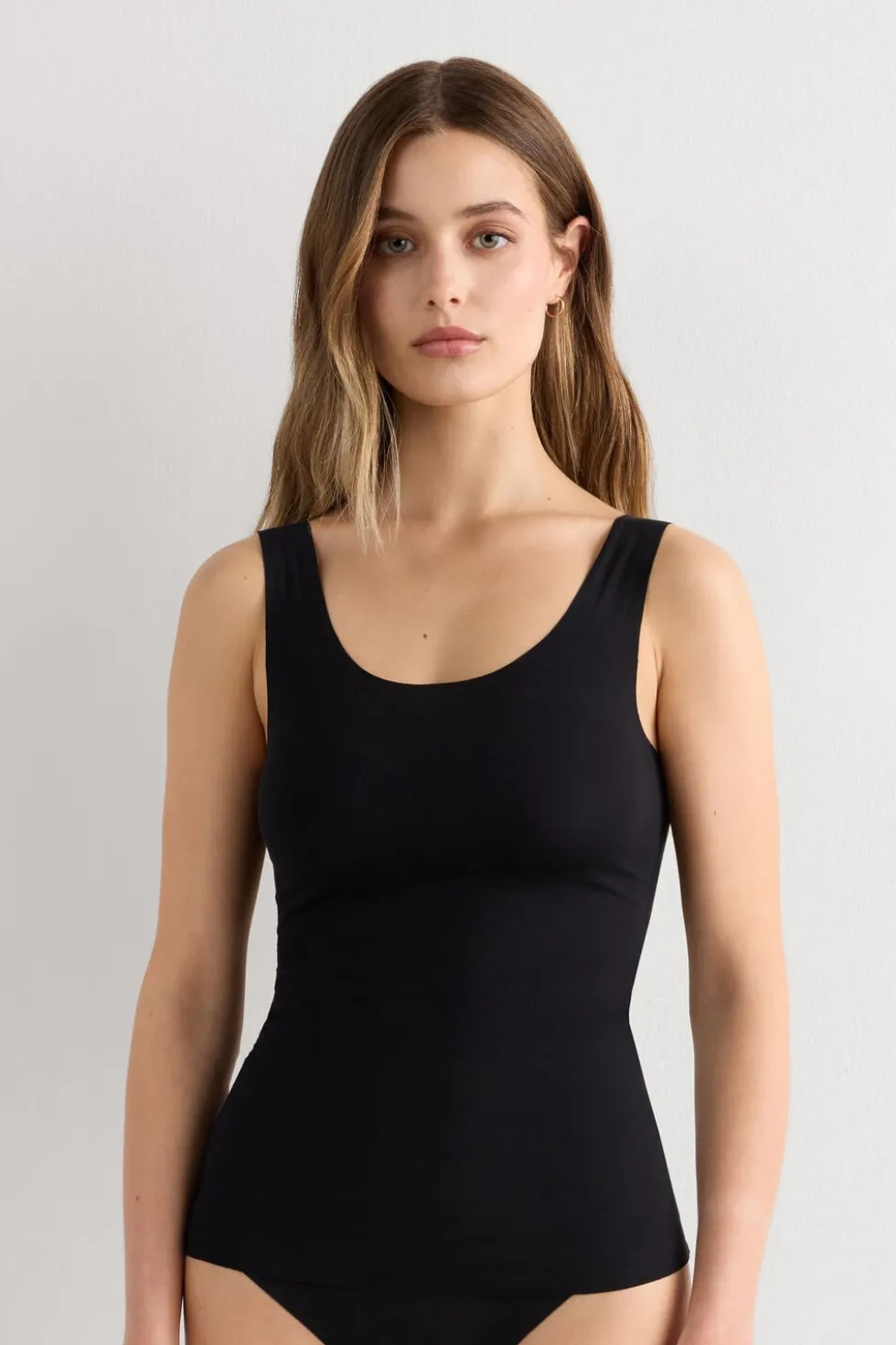 Raw Edge Round Neck Cotton Tank Top