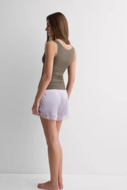 Raw Edge Round Neck Cotton Tank Top