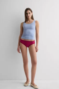Raw Edge Round Neck Cotton Tank Top