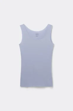 Raw Edge Round Neck Cotton Tank Top