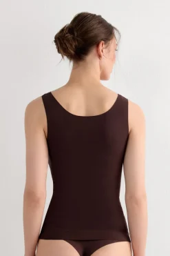 Raw Edge Round Neck Cotton Tank Top