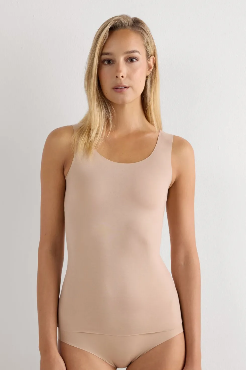 Raw Edge Round Neck Cotton Tank Top