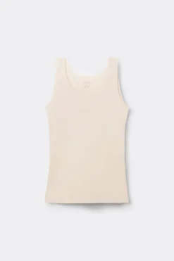 Raw Edge Round Neck Cotton Tank Top