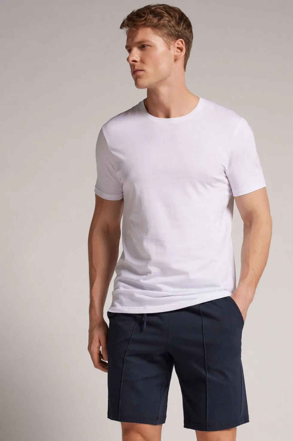 Rib Detail Cotton Shorts