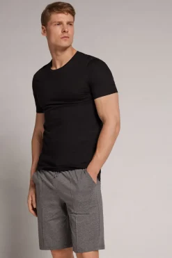Rib Detail Cotton Shorts