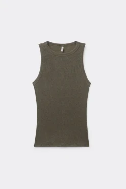 Ribbed Cotton Lamé Tank Top