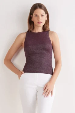 Ribbed Cotton Lamé Tank Top