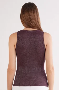 Ribbed Cotton Lamé Tank Top