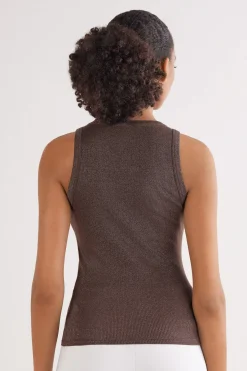 Ribbed Cotton Lamé Tank Top