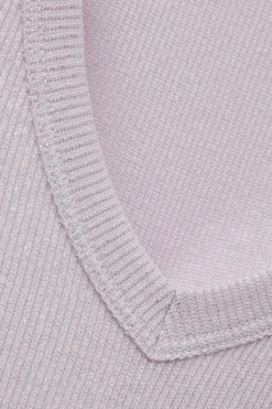 Ribbed Cotton Lamé V-Neck Tank Top