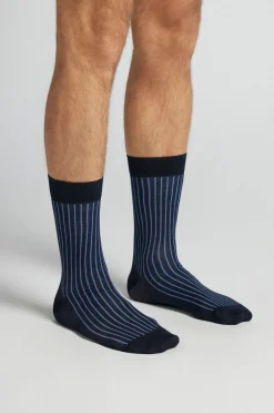 Ribbed Lisle Cotton Crew Socks