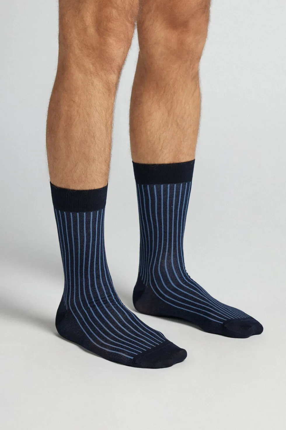 Ribbed Lisle Cotton Crew Socks