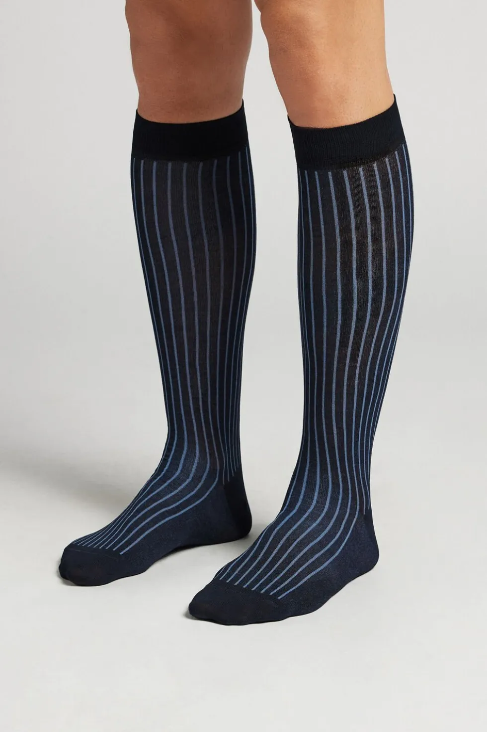 Ribbed Lisle Cotton Long Socks