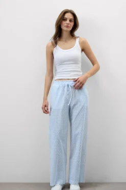 Romantic Stripes Plumetis Cotton Canvas Pants