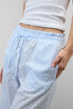 Romantic Stripes Plumetis Cotton Canvas Pants