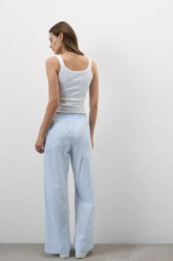 Romantic Stripes Plumetis Cotton Canvas Pants