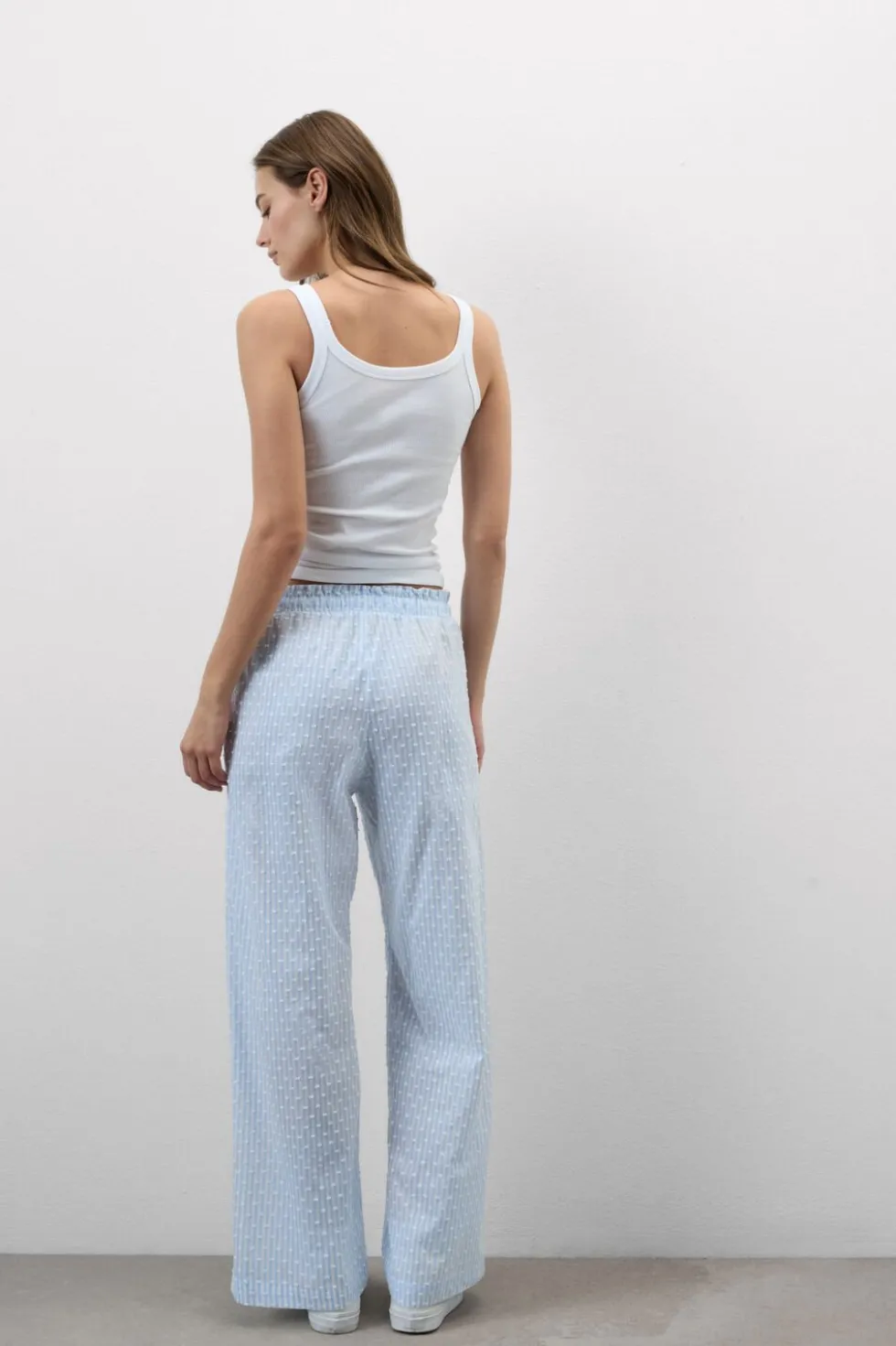 Romantic Stripes Plumetis Cotton Canvas Pants