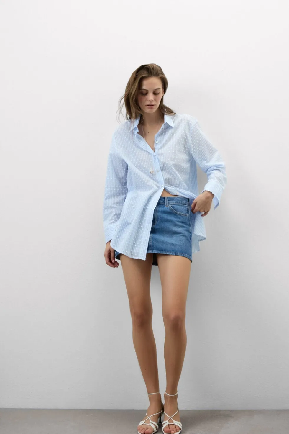 Romantic Stripes Plumetis Cotton Canvas Shirt