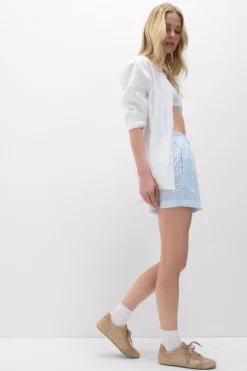 Romantic Stripes Plumetis Cotton Canvas Shorts