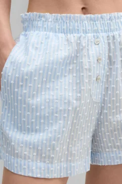 Romantic Stripes Plumetis Cotton Canvas Shorts