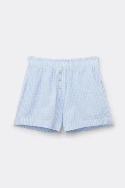 Romantic Stripes Plumetis Cotton Canvas Shorts