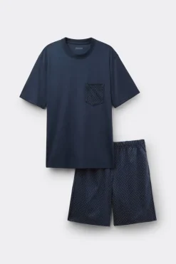 Short Mercerized Cotton Pajamas with Polka Dot Print filo Premium