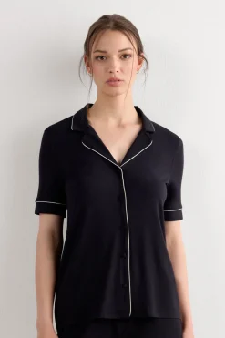 Short Sleeve Button Up Shirt in Modal