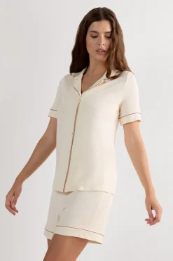 Short Sleeve Button Up Shirt in Modal