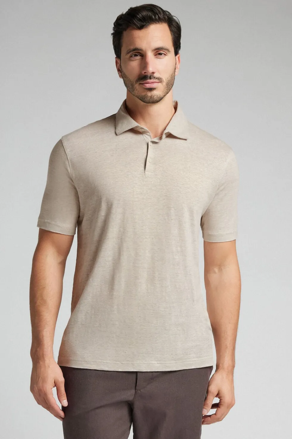Short Sleeve Linen Polo