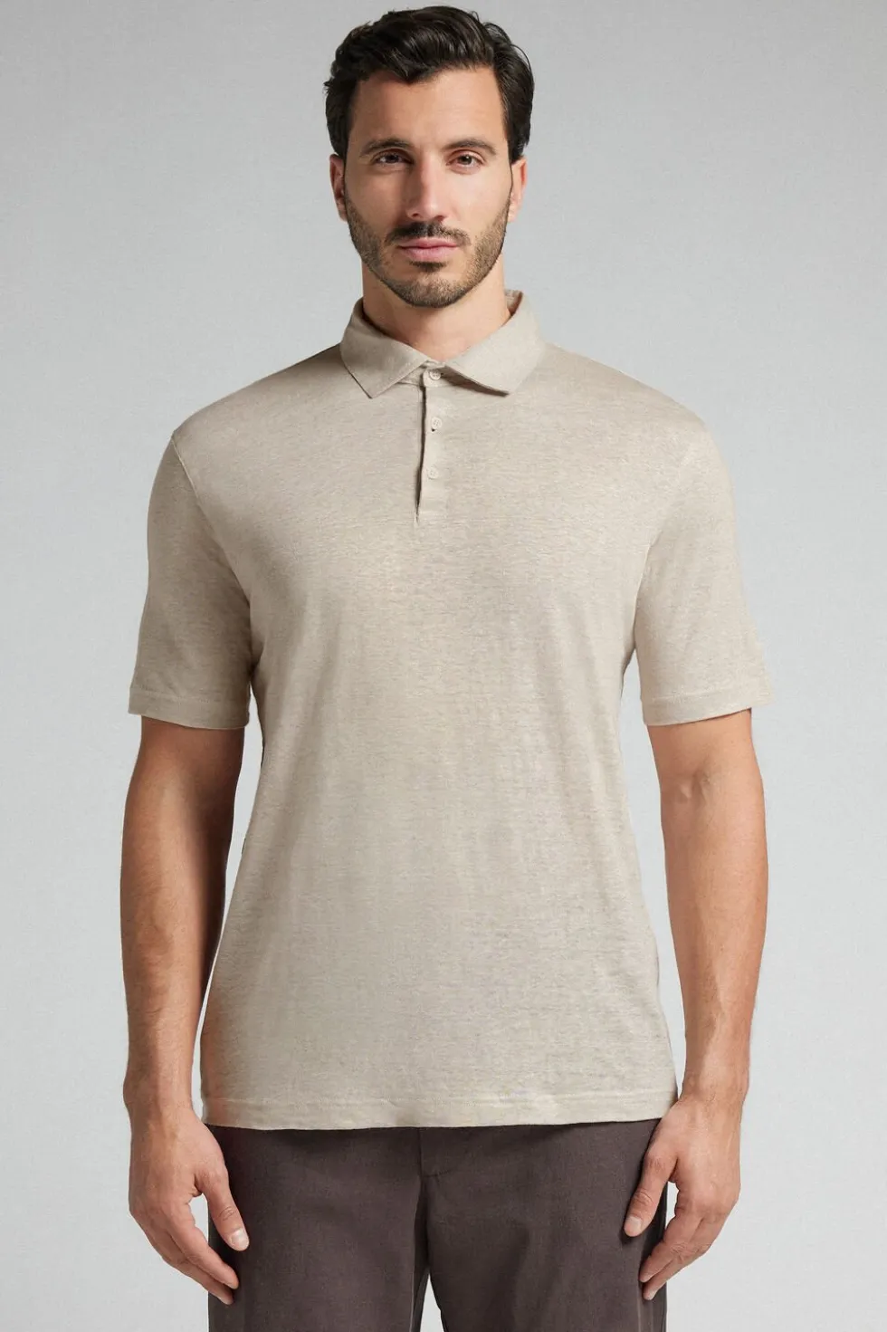 Short Sleeve Linen Polo