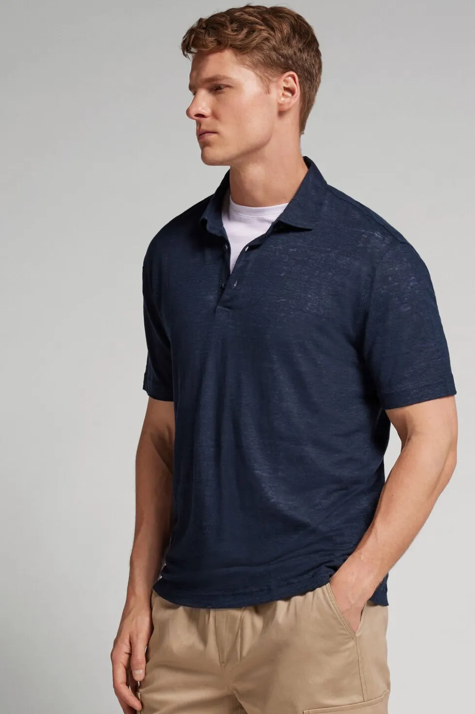 Short Sleeve Linen Polo