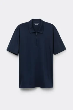 Short-Sleeved Mercerized Cotton Polo Shirt with Zip filo Premium
