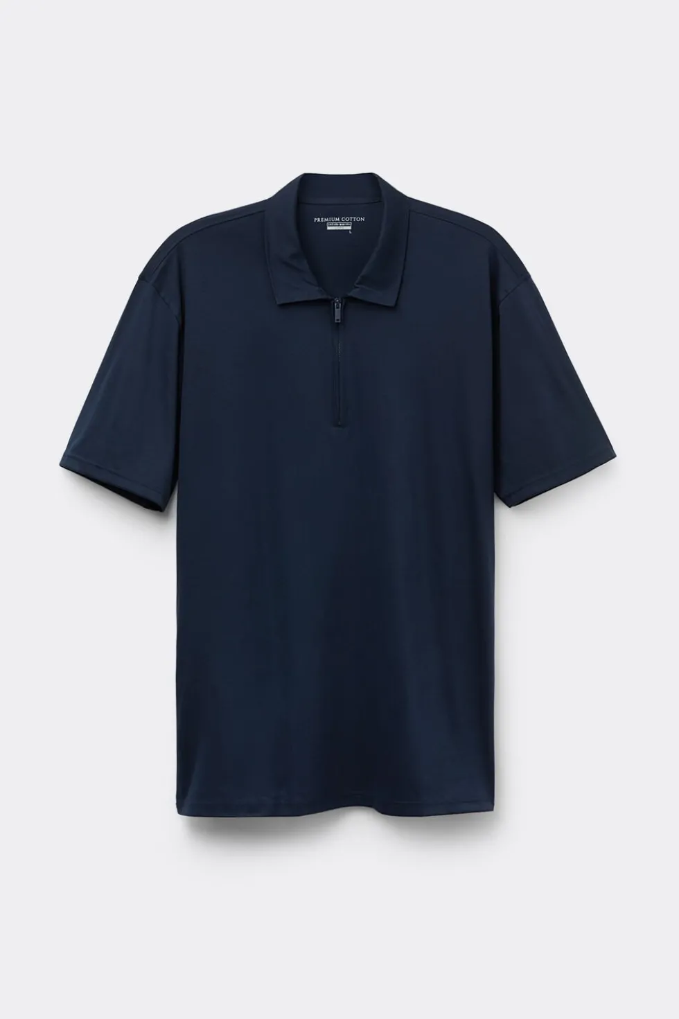 Short-Sleeved Mercerized Cotton Polo Shirt with Zip filo Premium
