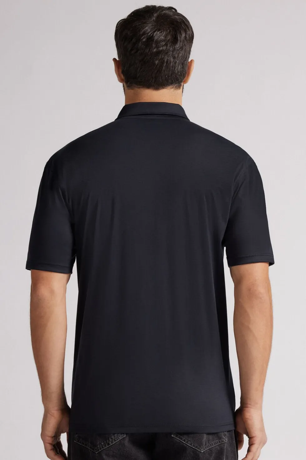 Short-Sleeved Mercerized Cotton Polo Shirt with Zip filo Premium
