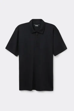 Short-Sleeved Mercerized Cotton Polo Shirt with Zip filo Premium