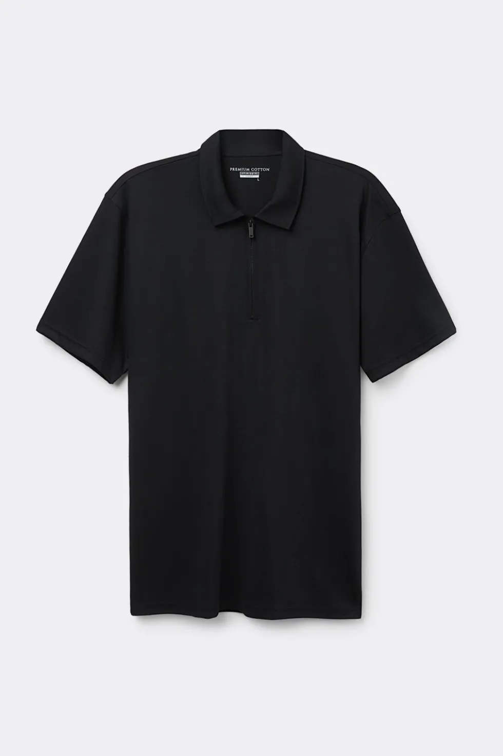 Short-Sleeved Mercerized Cotton Polo Shirt with Zip filo Premium