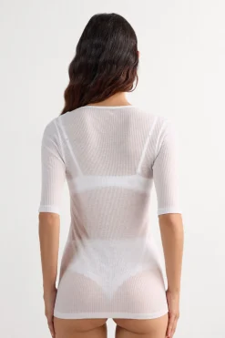 Short-Sleeved Top in Ultranatural with Cashmere