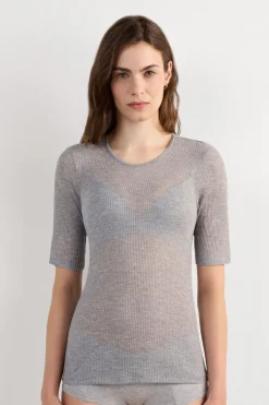 Short-Sleeved Top in Ultranatural with Cashmere