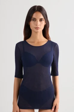 Short-Sleeved Top in Ultranatural with Cashmere