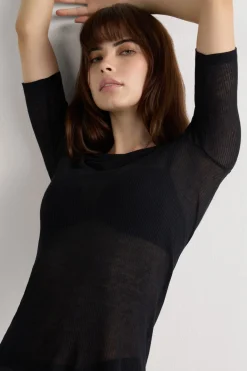 Short-Sleeved Top in Ultranatural with Cashmere