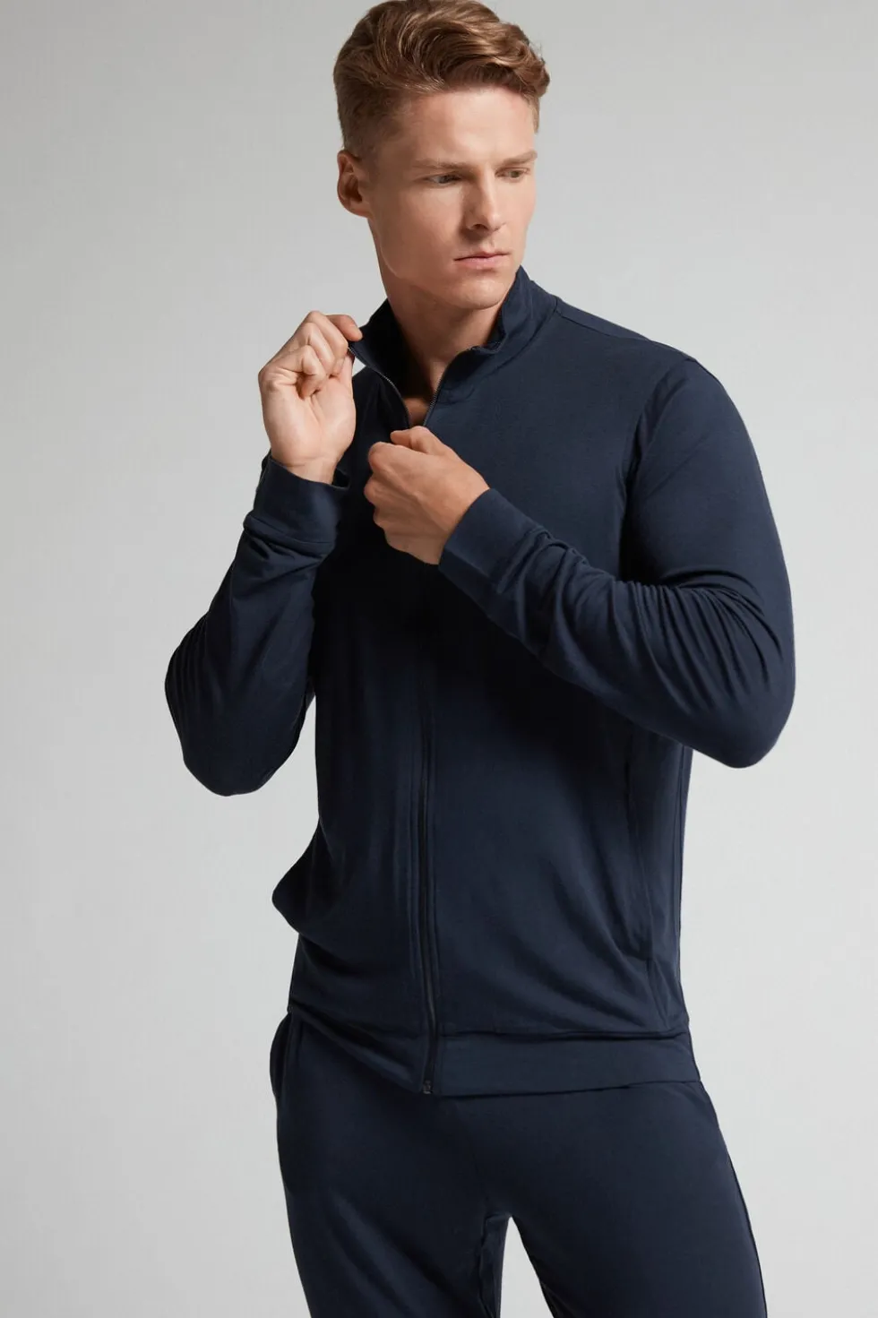 Silk and Modal Zip-Up Sweatshirt