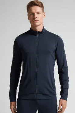 Silk and Modal Zip-Up Sweatshirt