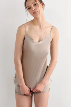 Silk Satin Top with V-neckline