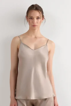 Silk Satin Top with V-neckline